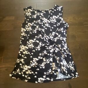 Women’s T Tahari formal tank top- black with floral pattern